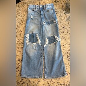 Abercrombie Kids High Rise Wide Leg Distressed Jeans - 5/6 LONG